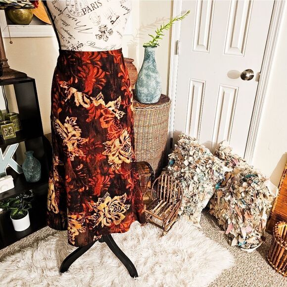 Vintage R.Q.T Rustic Floral Print Midi Skirt - Picture 12 of 15